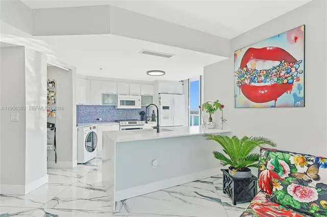 a kitchen with lots of counter top space