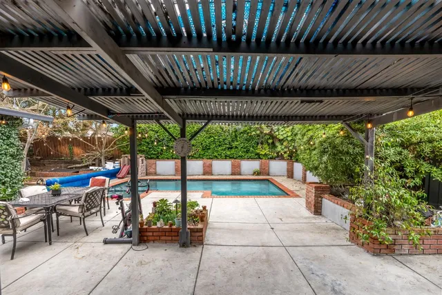 a view of porch with seating space