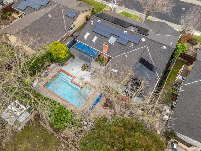 an aerial view of a house