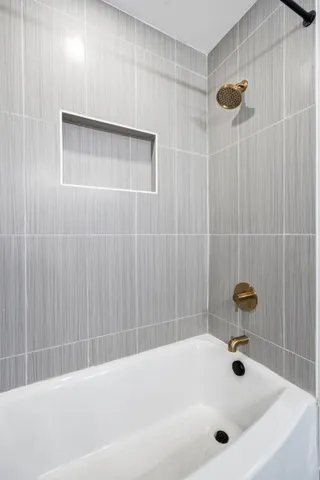 a bathroom with a tub