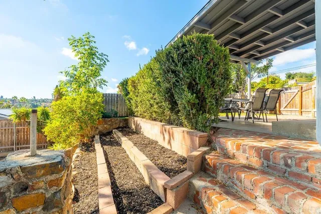 a view of a yard in a backyard