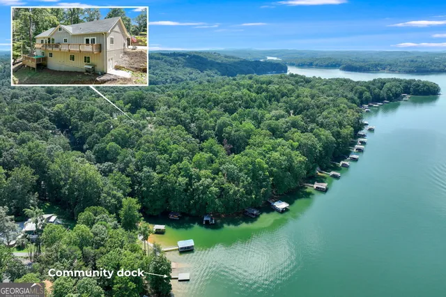 a view of a city with lush green forest