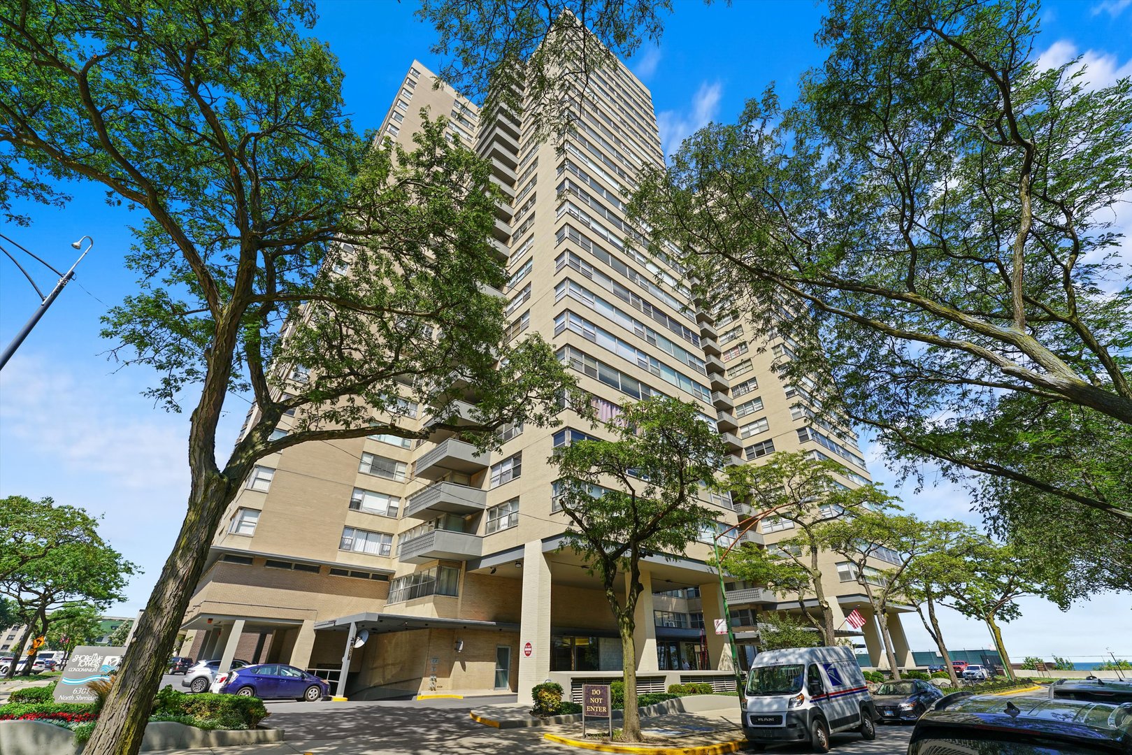 a front view of a building