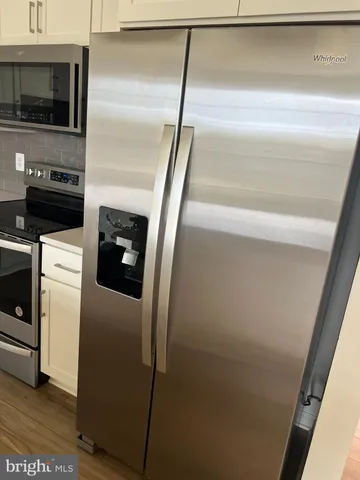 a close view of a refrigerator in kitchen
