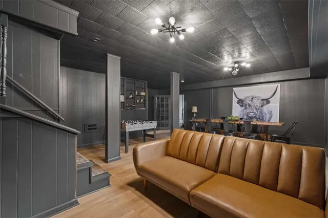 a living room with furniture