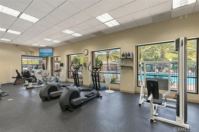 a view of a room with gym equipment