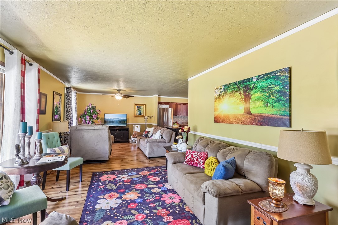 6109 North Oval Road Clinton, OH 44216 - Photo 10 of 47 Spacious living room with ceiling fan / light and wood flooring