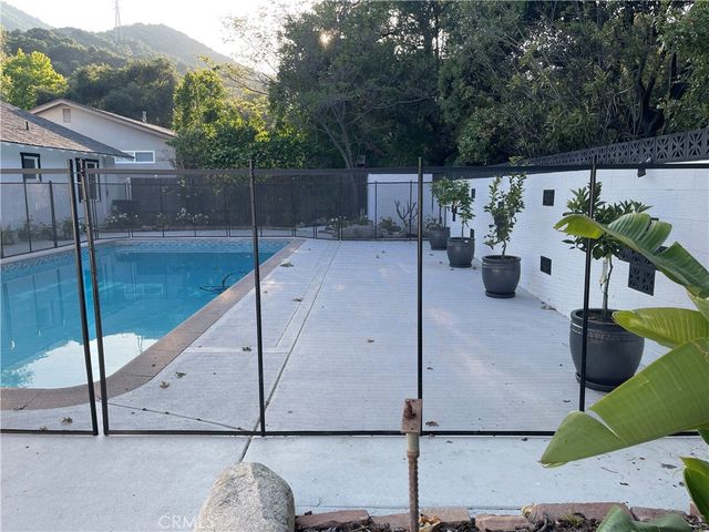 a view of a terrace with a bench