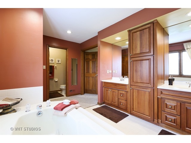 978 Plum Tree Road Fox River Grove, IL 60021 - Photo 18 of 25 a spacious bathroom with a sink a mirror and a bathtub