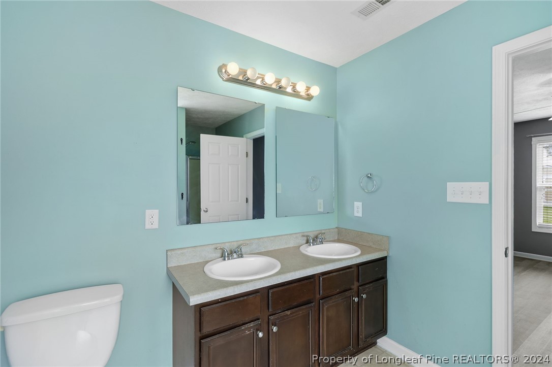 519 Cape Fear Road Raeford, NC 28376 - Photo 15 of 39 a bathroom with a sink a toilet and a mirror