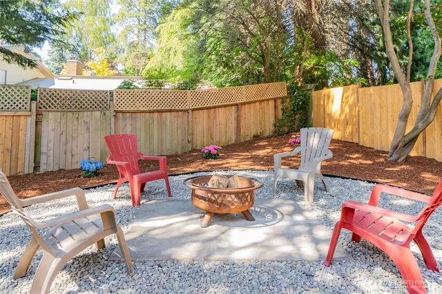 an outdoor space with patio furniture