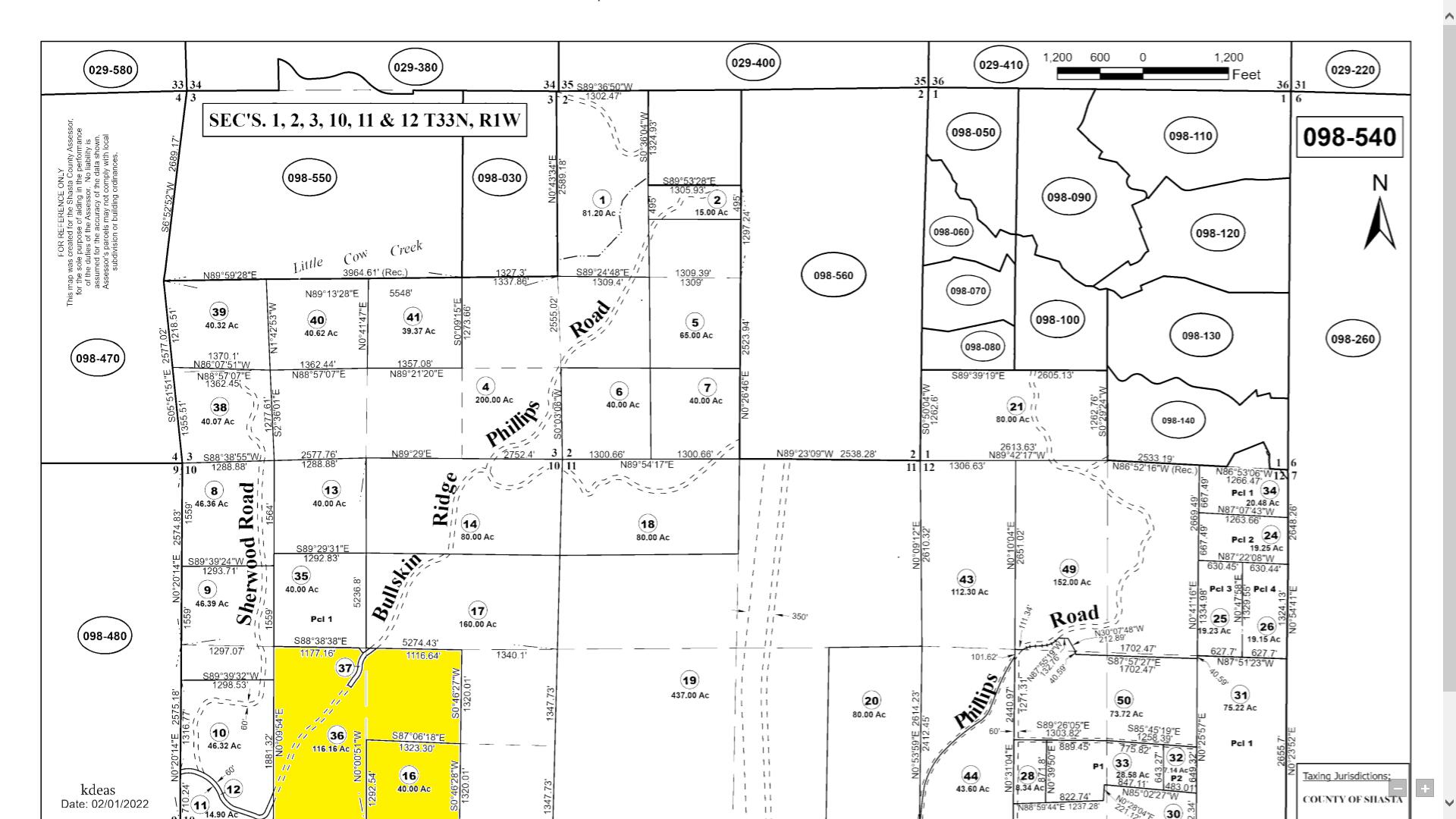 29276 Bullskin Ridge Road Oak Run, CA 96069 - Photo 113 of 113 29276 Bullskin Ridge colored APN Map
