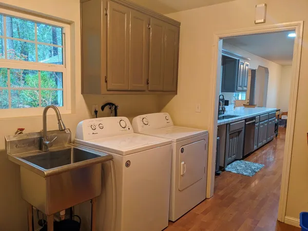 a view of a park with slide