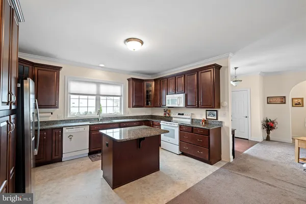 a large kitchen with lots of counter top space