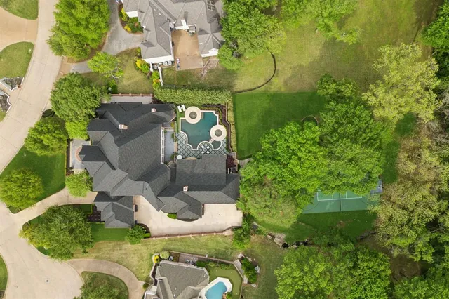an aerial view of a house