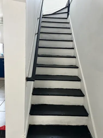 a view of a room with a window