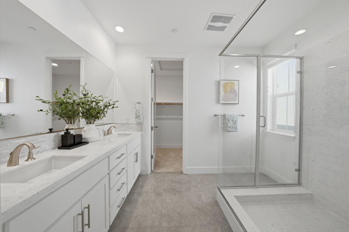 37517 Bay Crest Road Newark, CA 94560 - Photo 49 of 88 a bathroom with a double vanity sink mirror and shower
