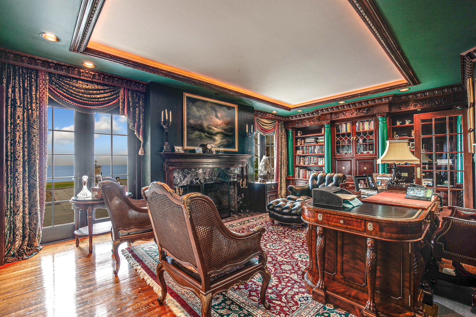 670 Arden Shore Road Lake Bluff, IL 60044 - Photo 22 of 56 a living room with fireplace furniture and a large window