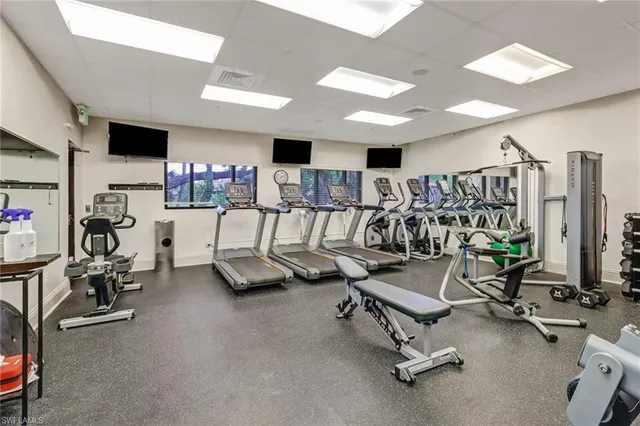 a view of a room with gym equipment