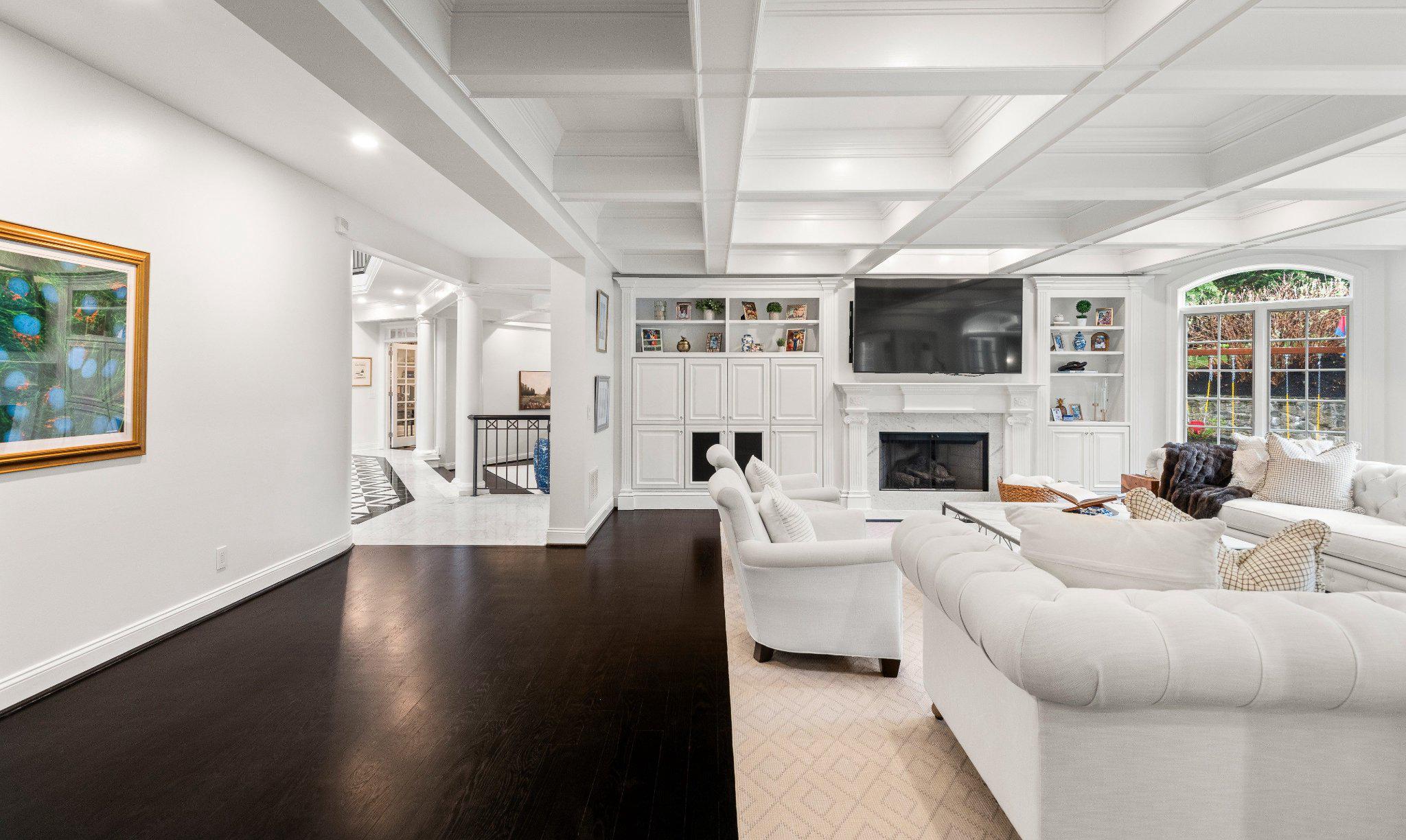 952 Lafayette Road Bryn Mawr, PA 19010 - Photo 12 of 87 Living room with dramatic coffered ceiling
