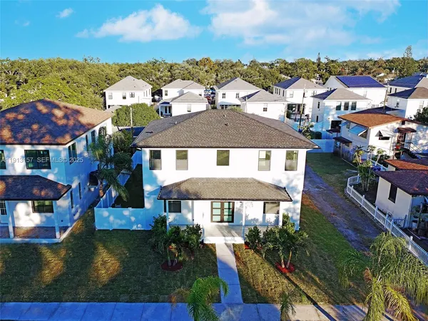 an aerial view of a house