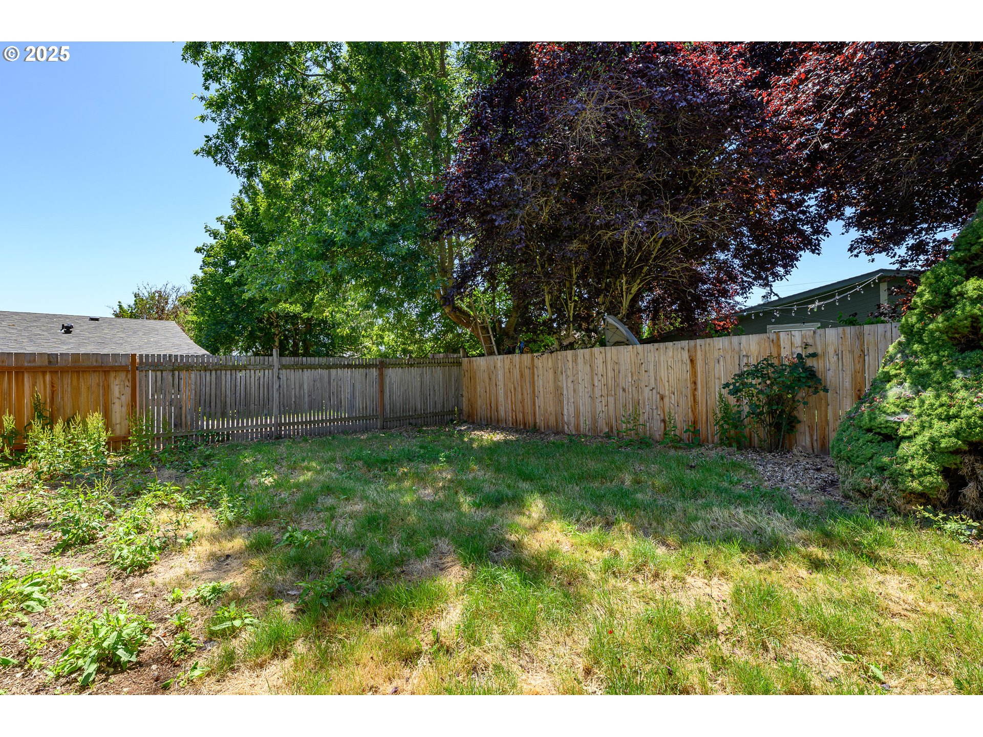 13620 Southwest Beef Bend Road, Unit 38 Portland, OR 97224 - Photo 25 of 38 a view of a backyard with a plants and wooden fence