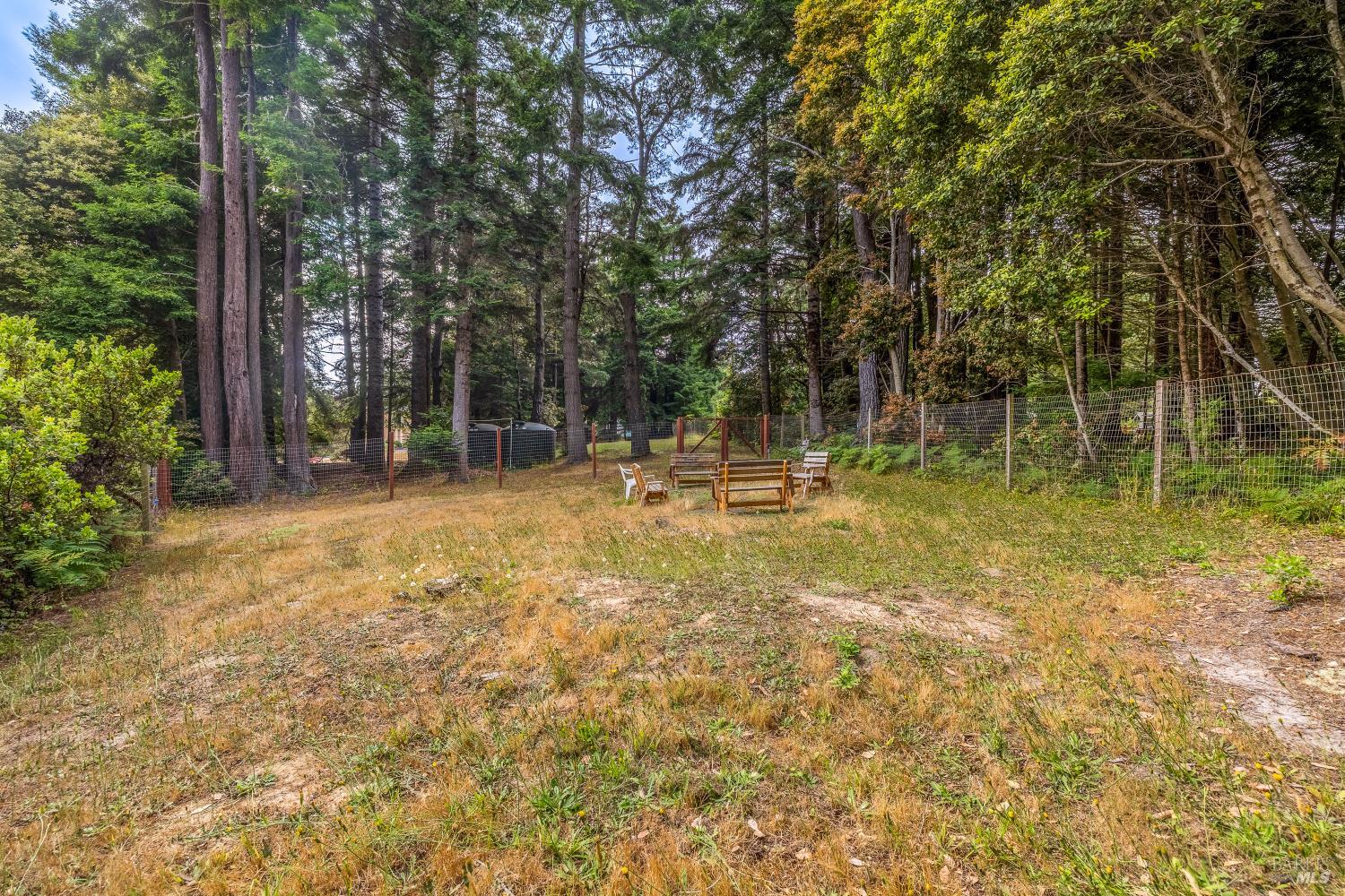 16611 Pearl Ranch Road Fort Bragg, CA 95437 - Photo 69 of 71 a backyard of a house with lots of green space and fountain