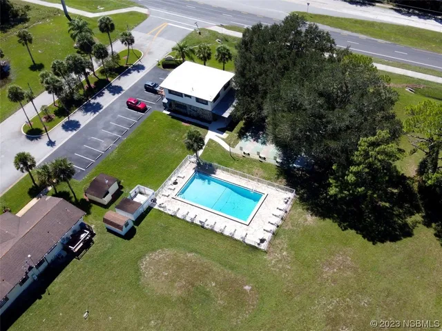 an aerial view of a house