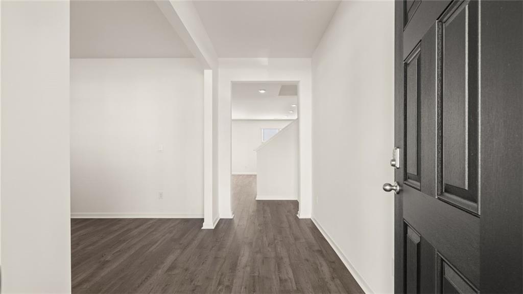 73 White Spruce Way Newnan, GA 30265 - Photo 3 of 47 a view of a hallway with wooden floor and closet