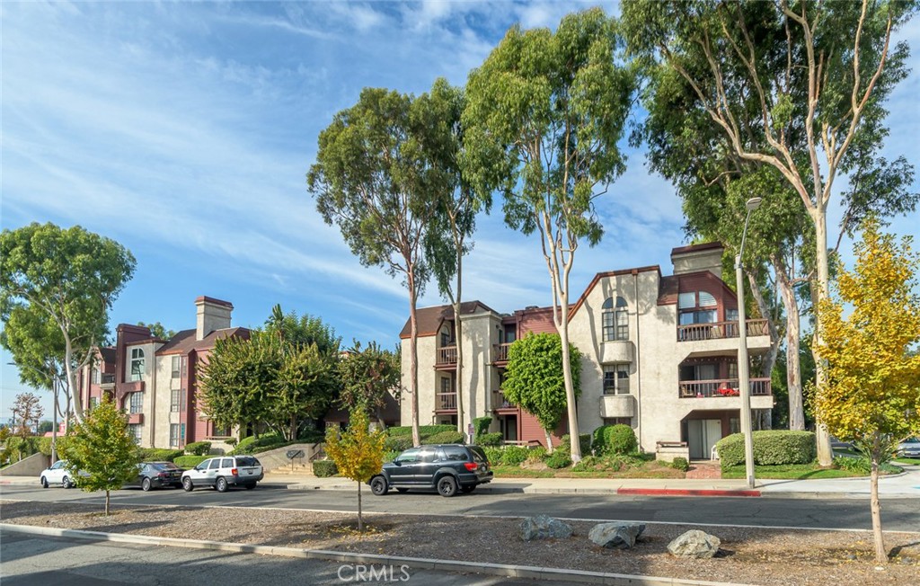 front view of a building with street view