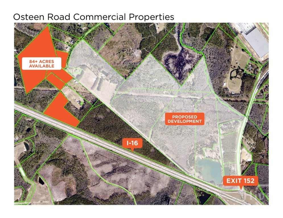 1075 Osteen Road Bloomingdale, GA 31302 - Photo 14 of 14 Subject parcels shaded in orange. Nearby proposed development shown.