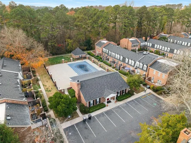 an aerial view of a house