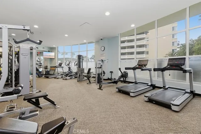 a view of a room with gym equipment