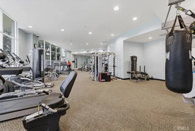a view of a room with gym equipment