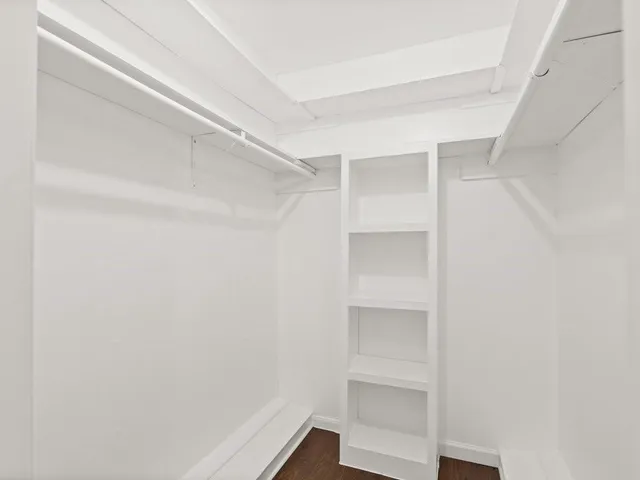 a view of an empty walk in closet
