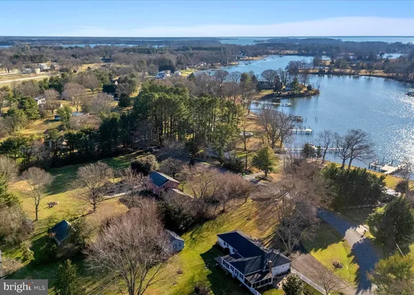 a view of a lake with houses