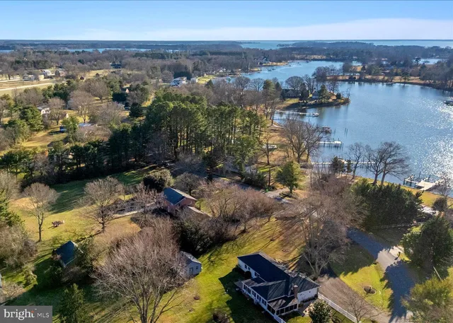 a view of a lake with houses