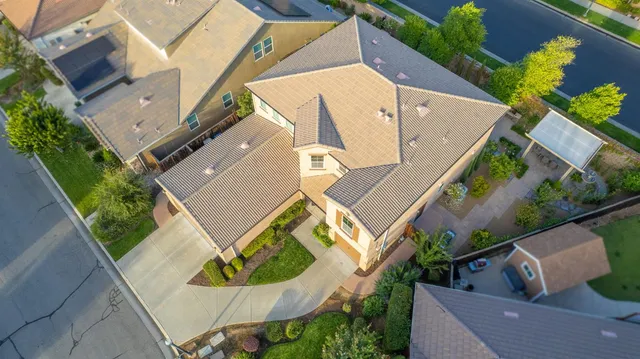 an aerial view of a house