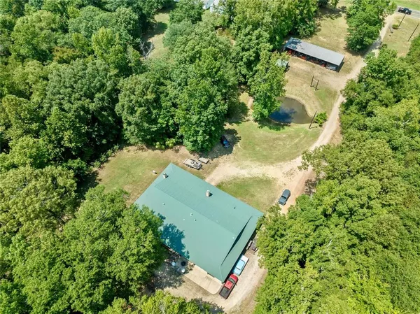 an aerial view of a house