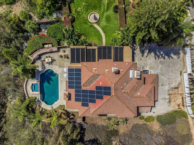 an aerial view of a house