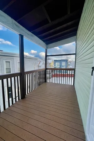 a view of wooden balcony