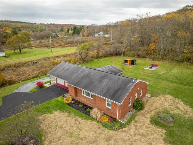 an aerial view of a house