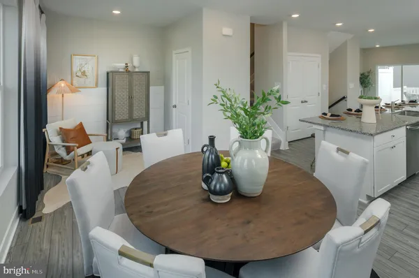 a dining room with furniture