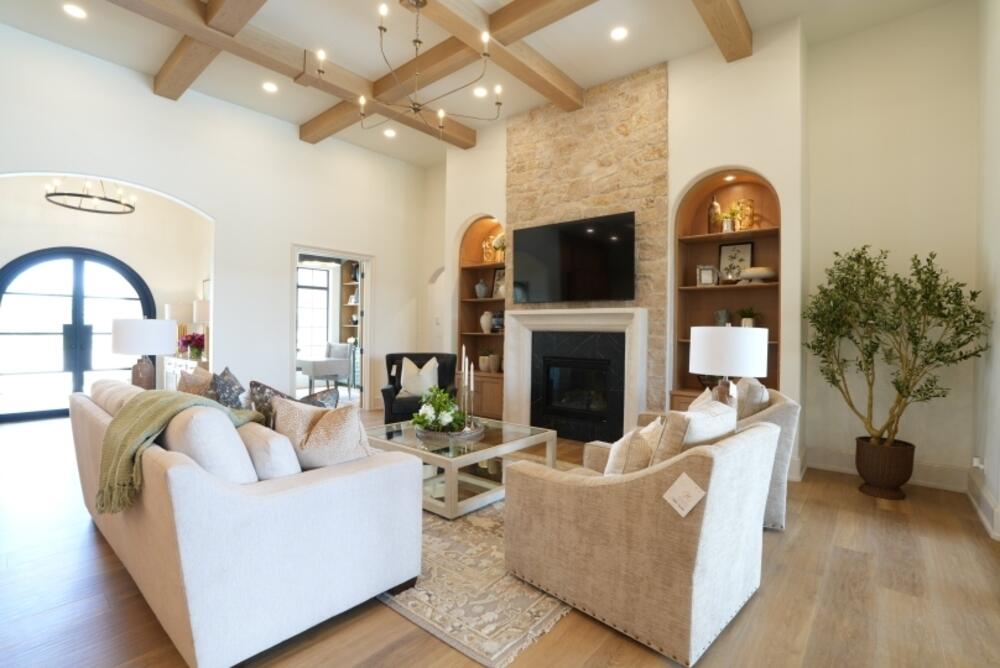 4101 149th Street Lubbock, TX 79423 - Photo 6 of 53 a living room with fireplace furniture and a potted plant