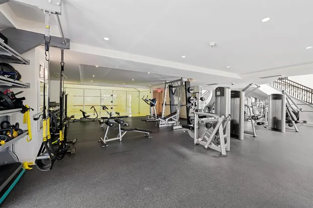 a view of a room with gym equipment