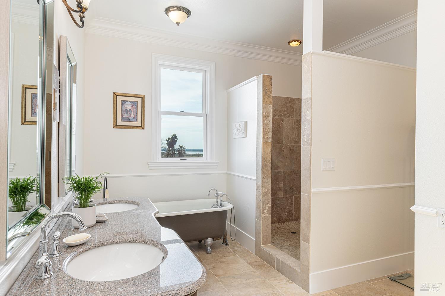 1730 Milton Road Napa, CA 94559 - Photo 51 of 77 a bathroom with a granite countertop sink and a mirror