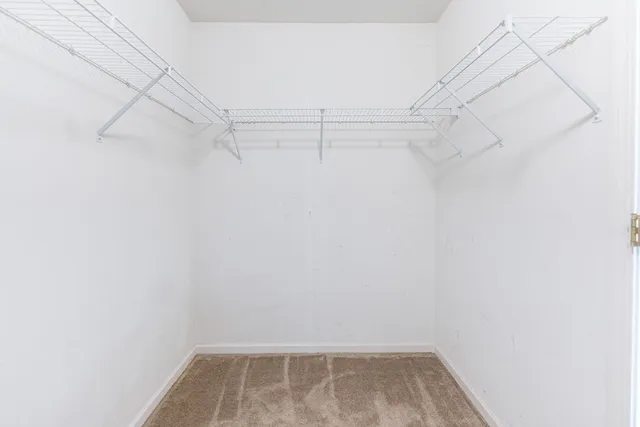 a view of a room with racks on the wall