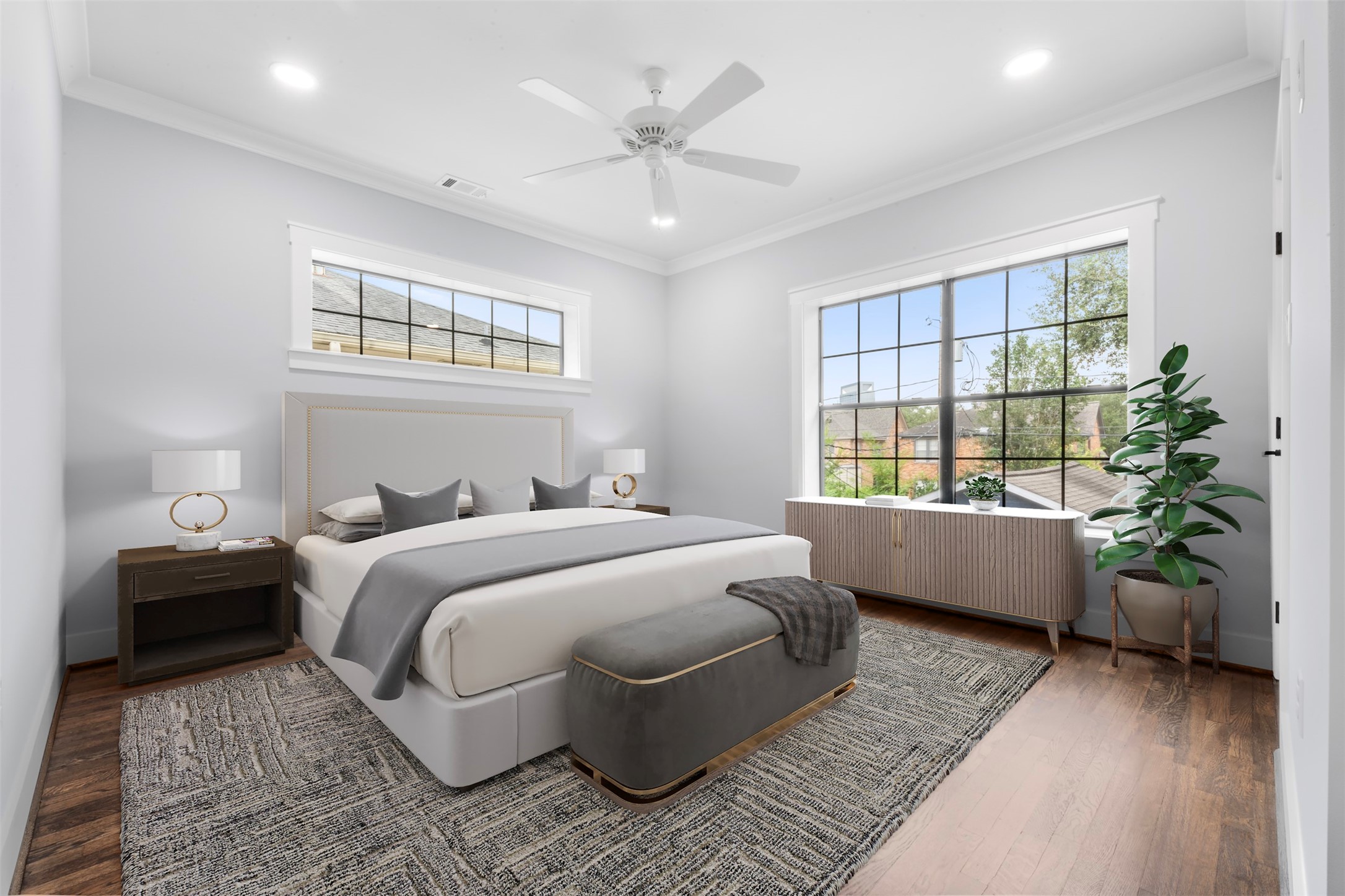 1723 Albans Road Houston, TX 77005 - Photo 30 of 50 a bedroom with a bed and a couch