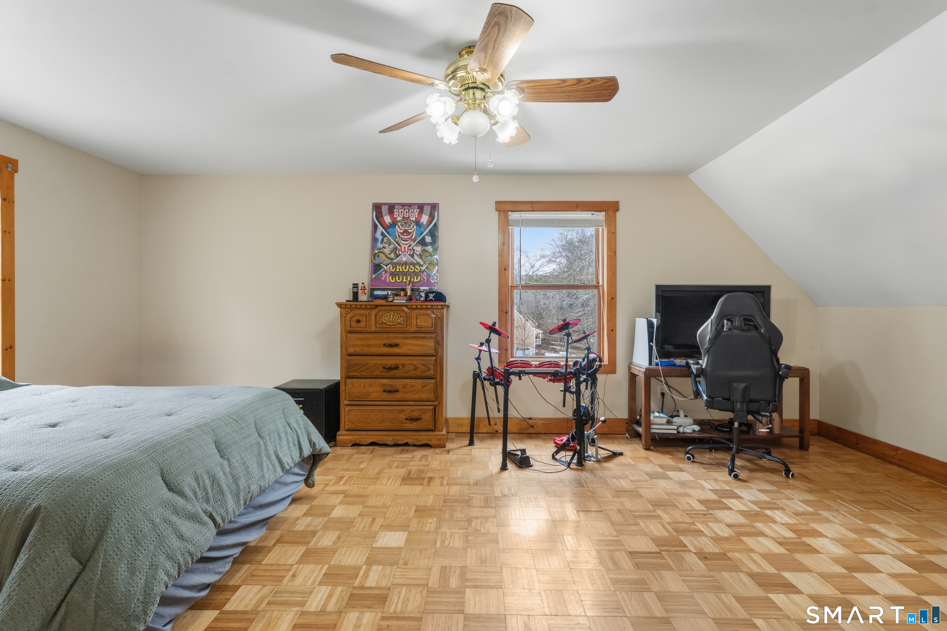 120 Hanover Versailles Road Sprague, CT 06330 - Photo 20 of 26 a bedroom with a bed dresser and a chandelier