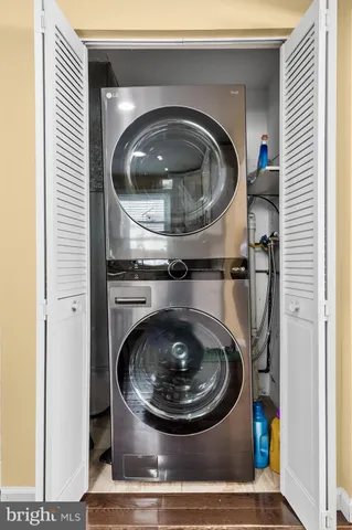 a utility room with a washer and dryer